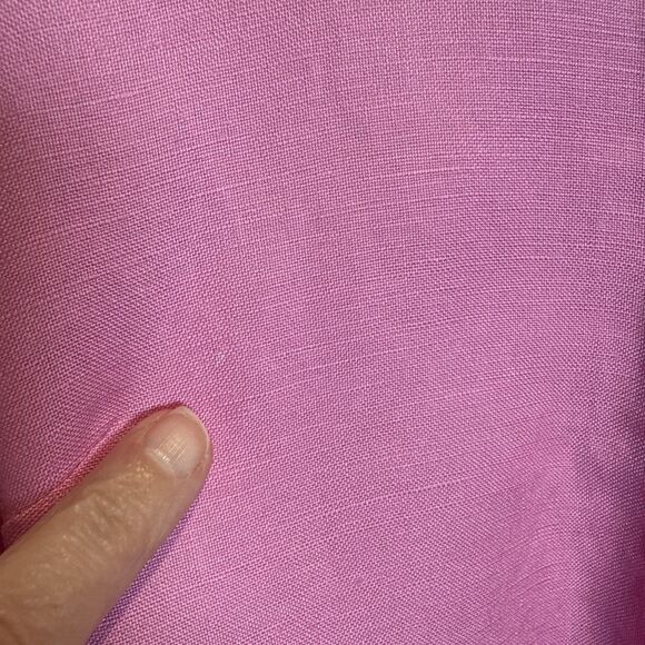 Loft Dress Pink Long Sleeve Belted Shirt Dress Linen Blend Women's Size 0 Petite - Picture 16 of 16